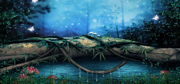 天猫风景清新蓝色家居海报背景高清