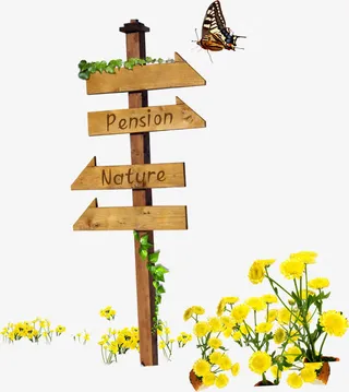 春天指示路标箭头指示牌设计免抠