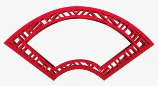 红色扇形窗框装饰免抠