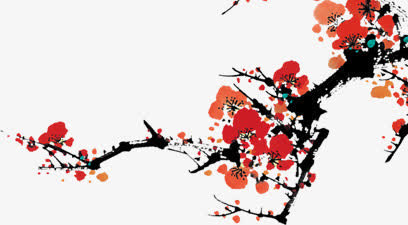黄红色高清梅花装饰免抠