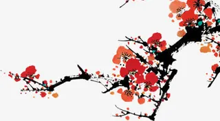 黄红色高清梅花装饰免抠