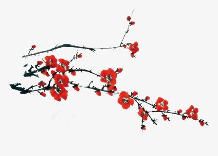 毛笔画的梅花免抠