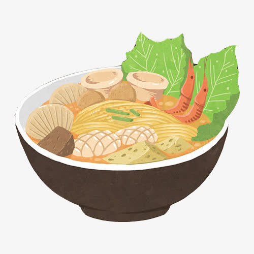 手绘沙茶面免抠