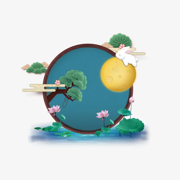 卡通手绘中秋月兔免抠