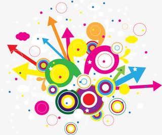 抽象彩色圆圈箭头图案免抠