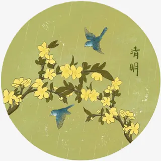 清明节花鸟扇面免抠 清明节花鸟扇面免抠