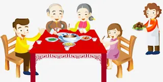 卡通一家人团圆饭免抠