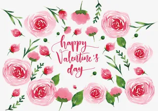 水彩手绘粉玫瑰花纹免抠