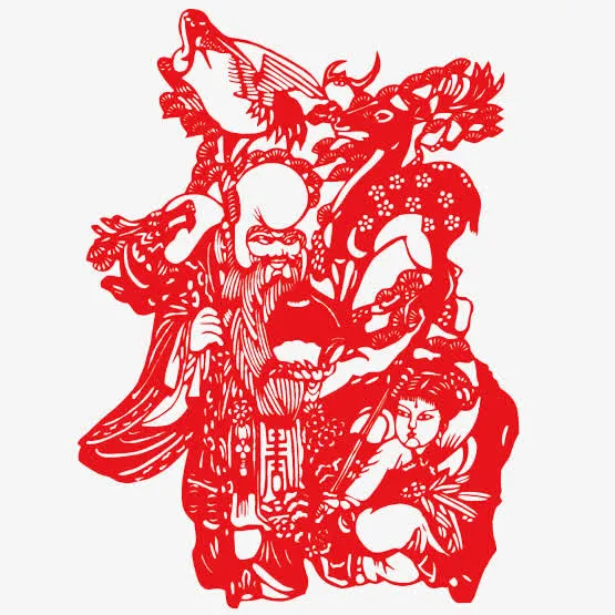 寿星童子剪纸免抠