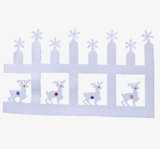 白色小鹿雪花栅栏免抠