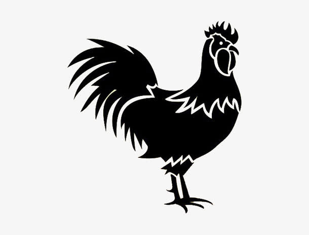 黑色公鸡剪影免抠