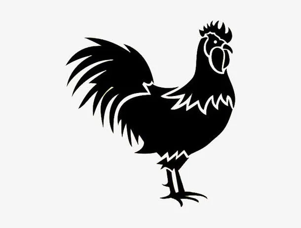 黑色公鸡剪影免抠