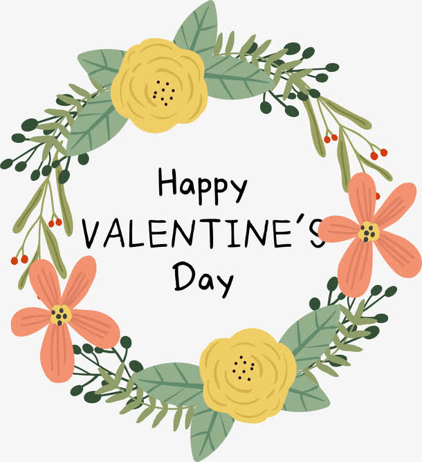 情人节温馨花卉边框免抠