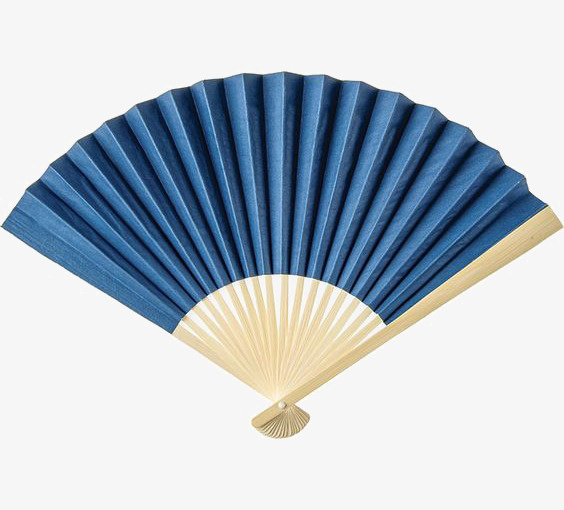 蓝色折扇免抠
