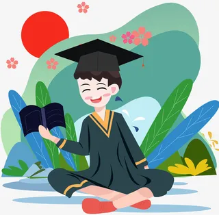 原创元素毕业季看书的男孩免抠