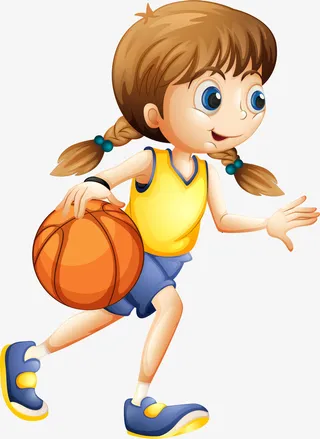 儿童节打篮球的女孩免抠