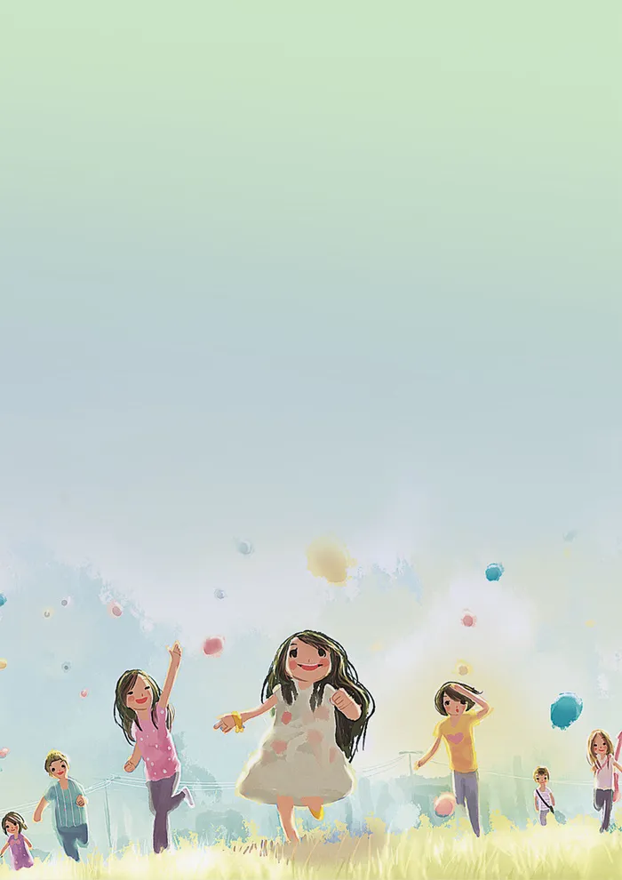 欢度儿童节奔跑的儿童背景素材高清
