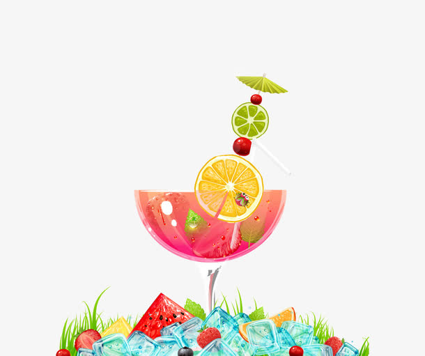 卡通金桔柠檬水免抠
