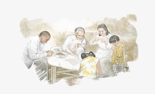 包饺子的一家人免抠