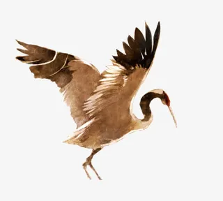 水墨丹顶鹤免抠