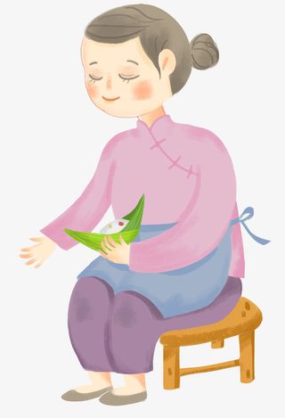 端午节母亲包粽子免抠