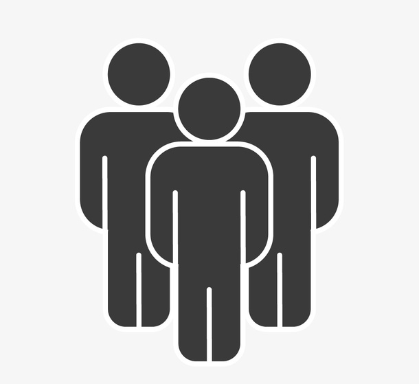 三个全身像黑白人物图标免抠