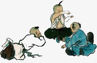 水墨画儿童嬉戏免抠
