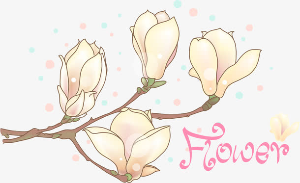 手绘玉兰花免抠