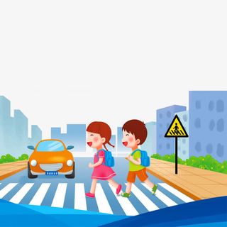 中小学安全教育日安全过马路免抠