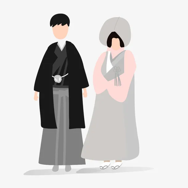 日本服饰新郎新娘免抠