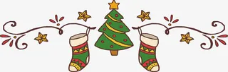 圣诞树圣诞袜标题框免抠