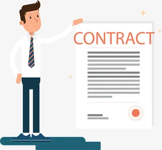 商务小人签订合同免抠