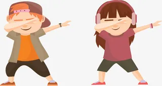 可爱卡通街舞孩子免抠