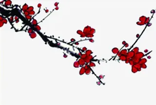 高清创意手绘红色梅花免抠