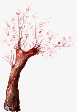 红色手绘古风梅花免抠