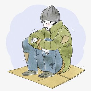 插画贫困的人免抠