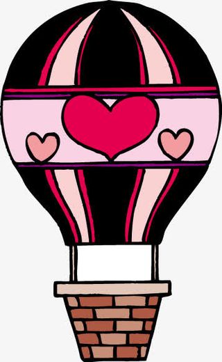 卡通粉色热气球矢量免抠