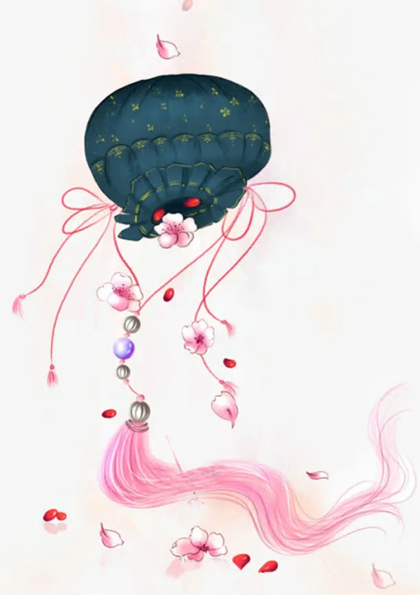 唯美古风手绘插画免抠