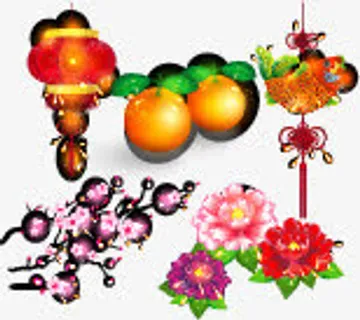 中国风剪纸与红灯笼等设计矢量素免抠