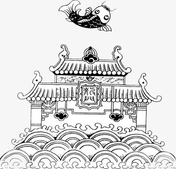 中国风鲤鱼跳龙门免抠
