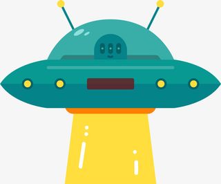 绿色卡通外星人飞船免抠