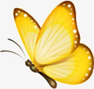 黄色卡通飞扬蝴蝶免抠