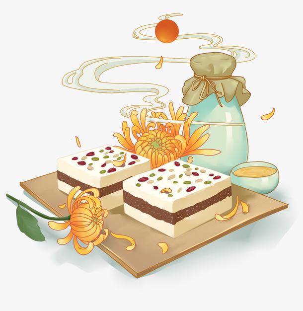 国潮重阳节重阳糕元素免抠