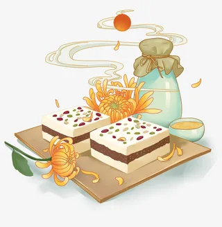 国潮重阳节重阳糕元素免抠