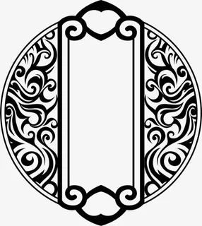 黑色中国风花纹标签免抠