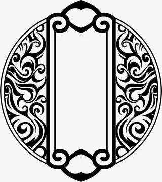 黑色中国风花纹标签免抠