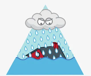 卡通插图洪涝灾害房屋淹没免抠