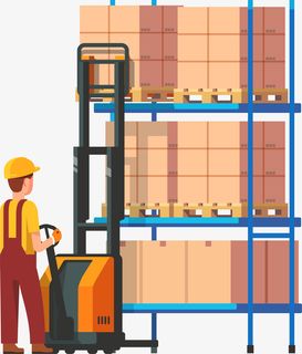 卡通立体仓库整理员免抠