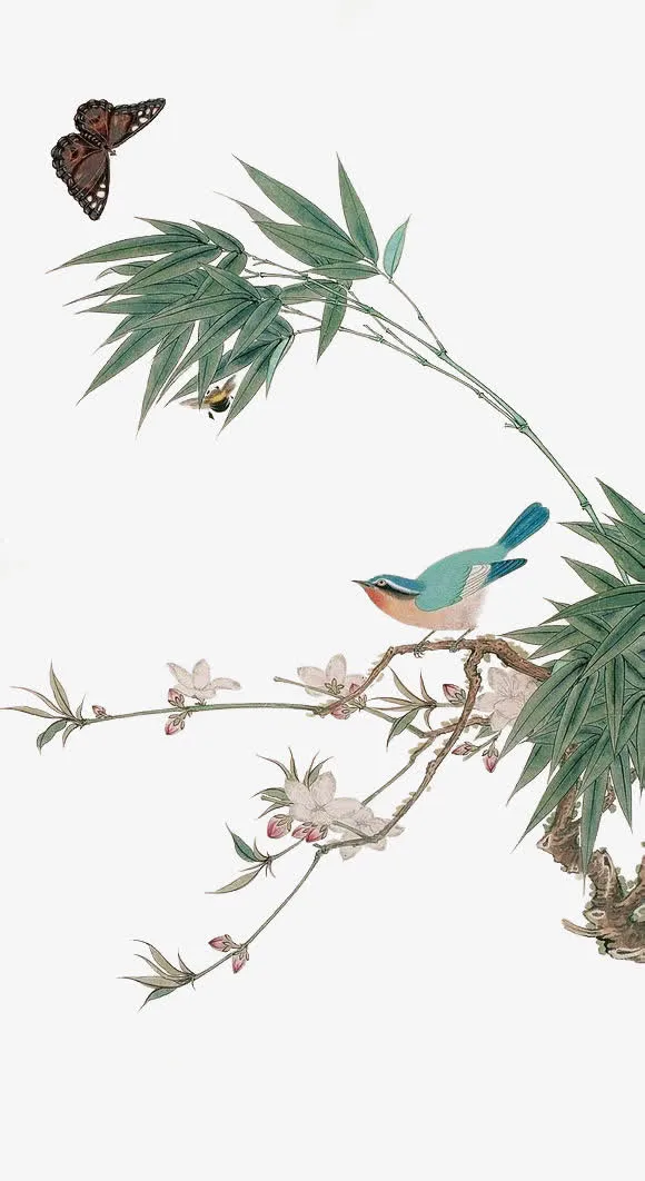 竹叶免抠标签元素