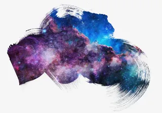 紫色星空毛笔笔迹免抠